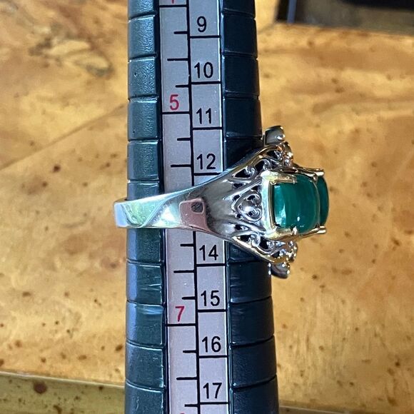 Natural Malachite Sterling Silver Ring - Picture 8 of 9